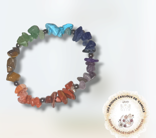 Bracelet 7 chakras ( 7 pierres a retrouver dans la description )